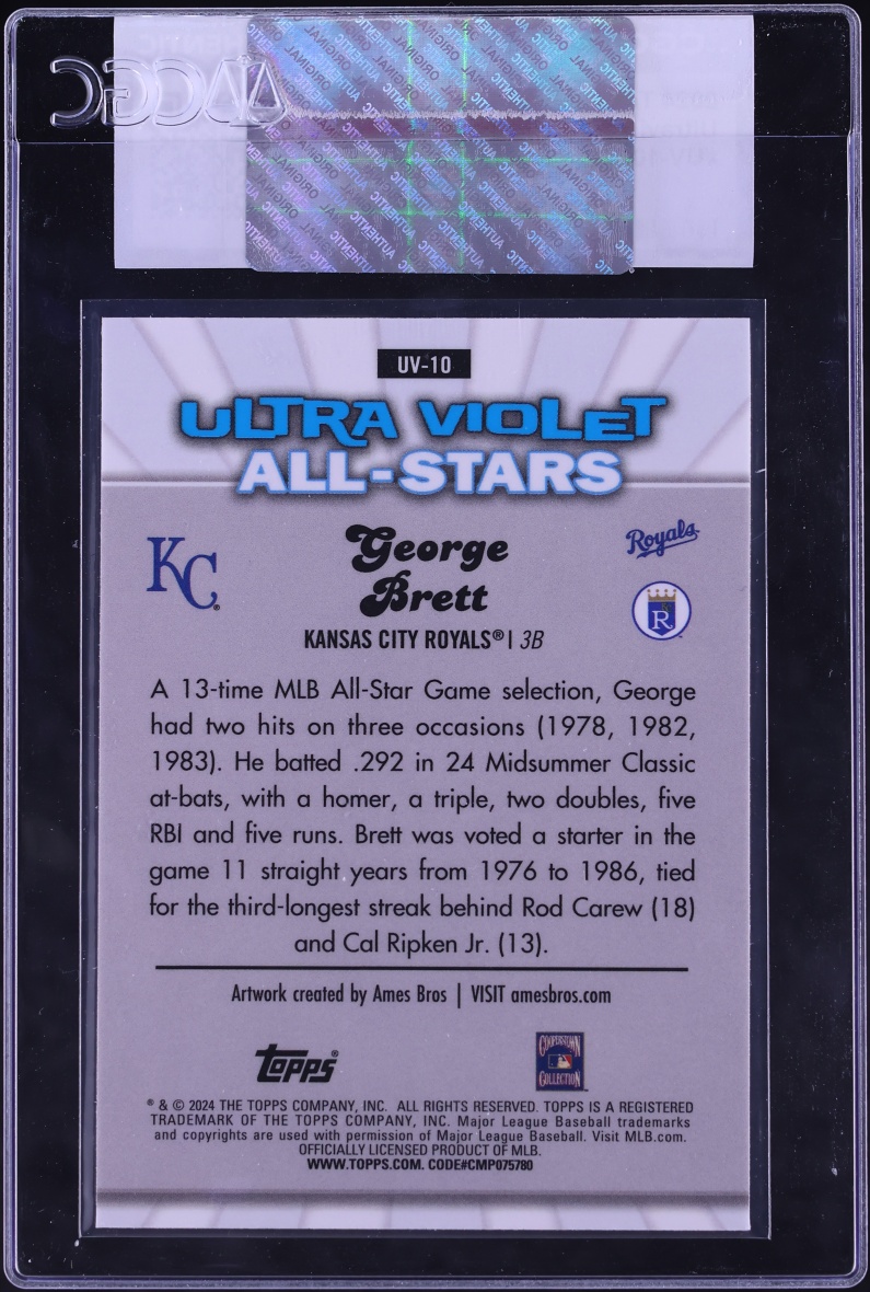 2024 Topps Chrome Ultraviolet All-Stars George Brett #UV-10 CGC AUTH