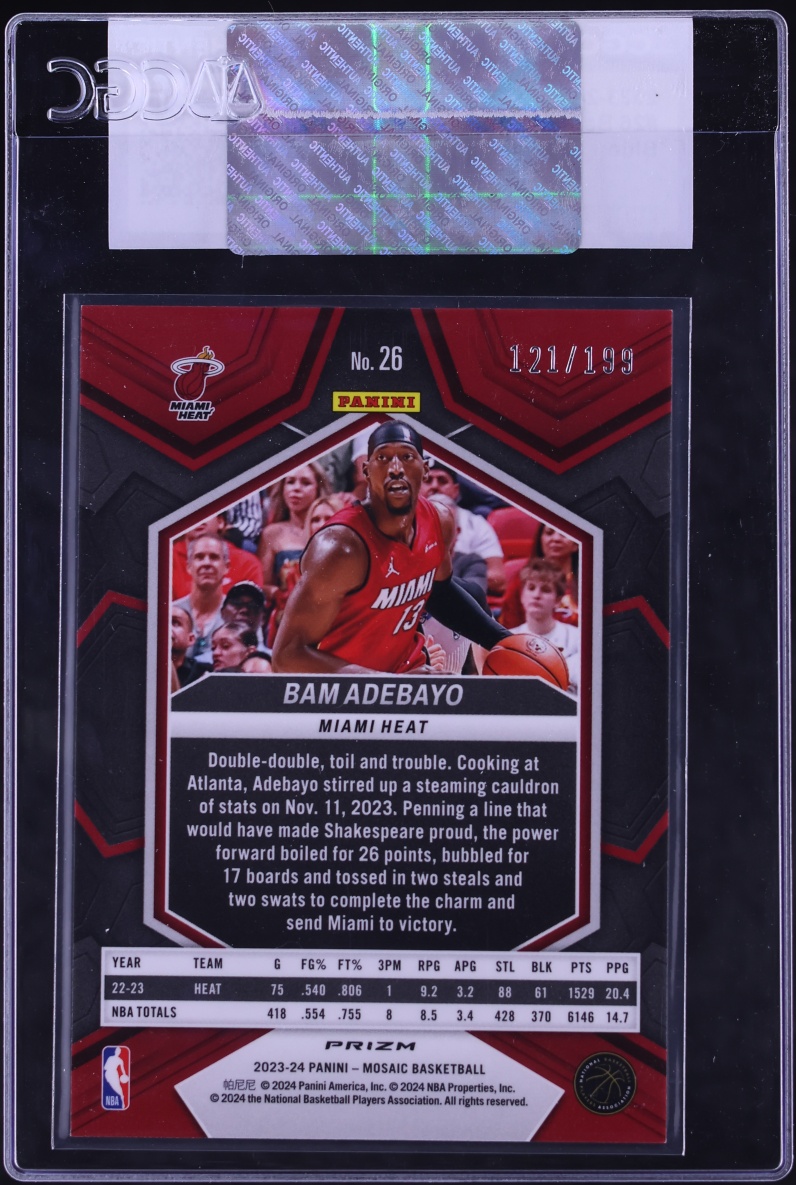 2023 Panini Mosaic Blue Bam Adebayo /199 #26 CGC AUTH