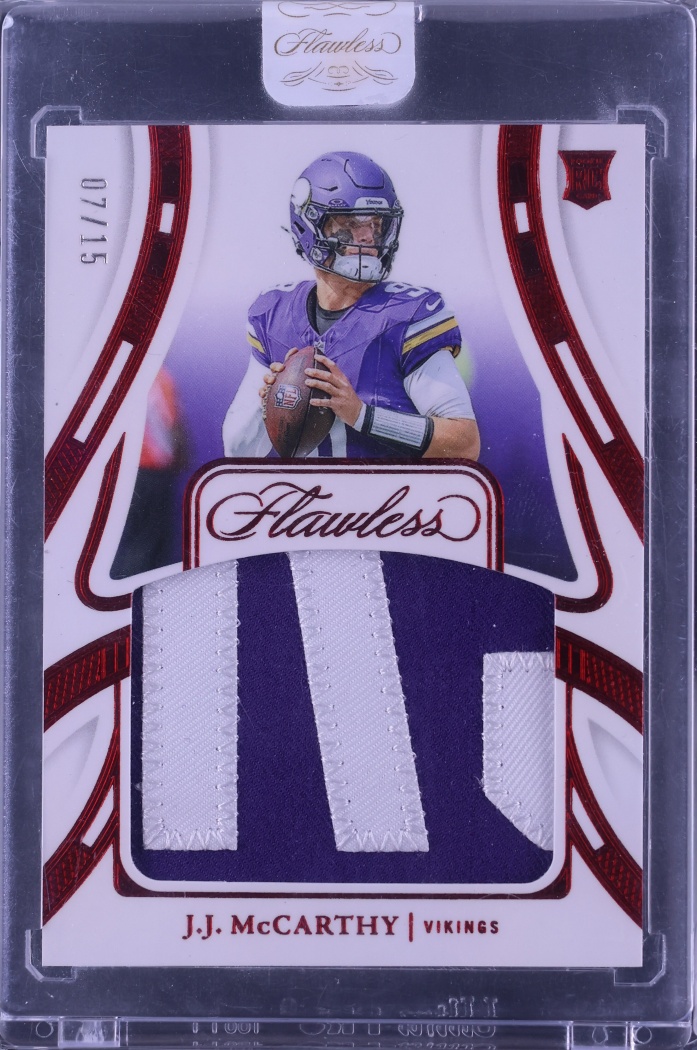 2024 Panini Flawless Ruby J.J. McCarthy ROOKIE PATCH /15 #FRP-JJM CGC AUTH
