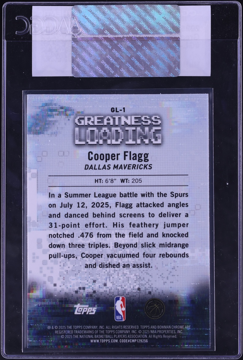 2025 Bowman Chrome Greatness Loading Cooper Flagg ROOKIE #GL-1 CGC AUTH