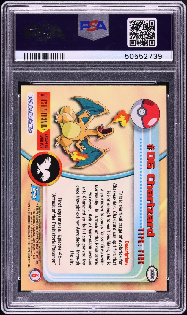 1999 Pokemon Topps T.V. Rainbow Foil Charizard #6 PSA 7 NRMT