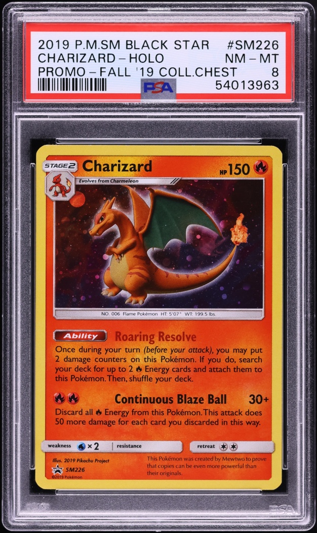 2019 Pokemon Sun & Moon Promo Fall Collector Chest Holo Charizard #SM226 PSA 8 NM-MT