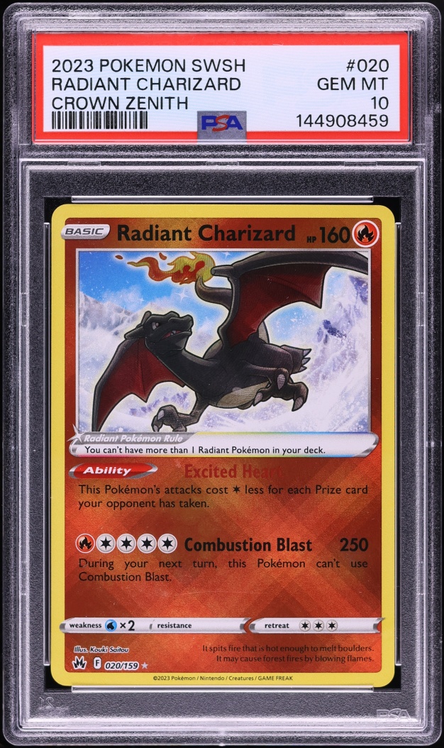 2023 Pokemon Sword & Shield Crown Zenith Holo Radiant Charizard #20 PSA 10 GEM MINT
