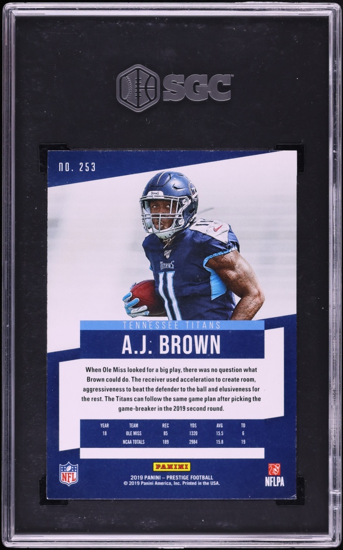 2019 Panini Prestige Xtra Points Green A.J. Brown ROOKIE #253 SGC 8 NM-MT