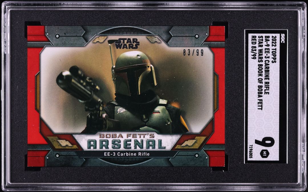 2022 Topps Star Wars Book Of Boba Fett Arsenal Red EE-3 Carbine Rifle /99 #BA-9 SGC 9 MINT