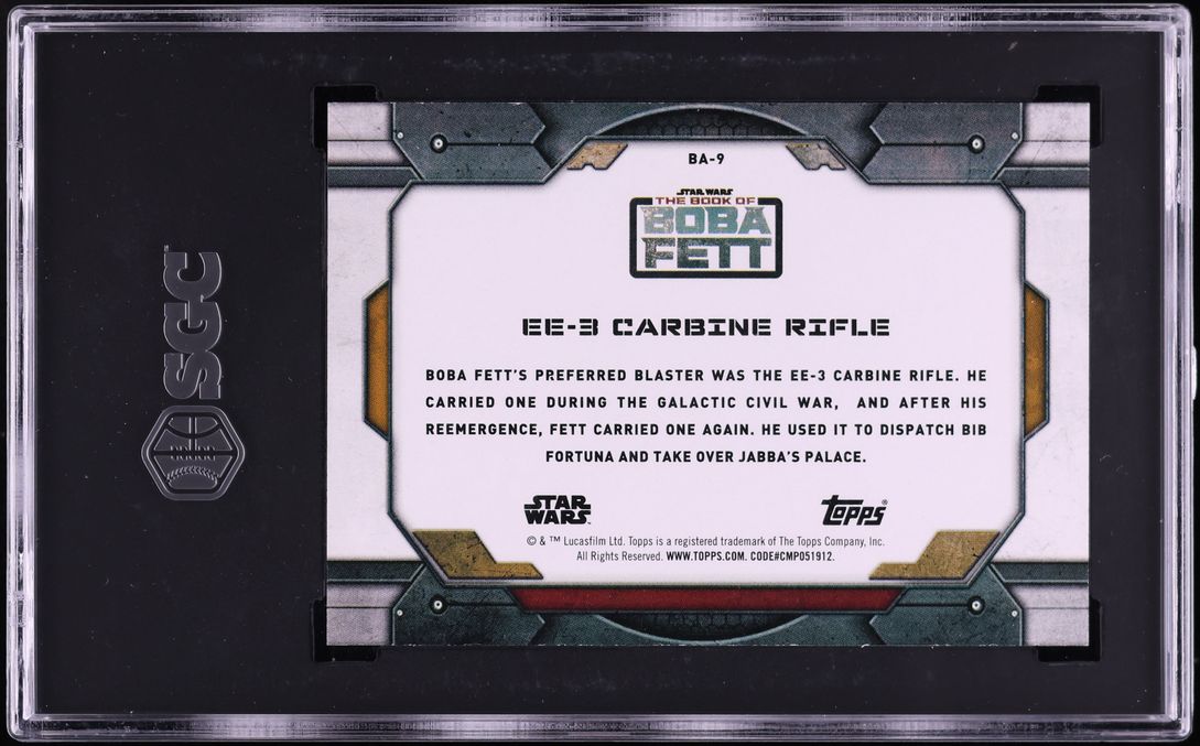2022 Topps Star Wars Book Of Boba Fett Arsenal Red EE-3 Carbine Rifle /99 #BA-9 SGC 9 MINT