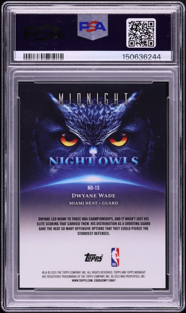 2025 Topps Midnight Night Owls Dwyane Wade /12 #NO-15 PSA 9 MINT