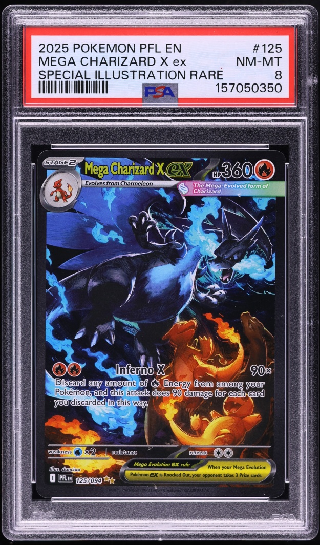 2025 Pokemon Mega Evolution Phantasmal Flames SIR Mega Charizard X ex #125 PSA 8 NM-MT