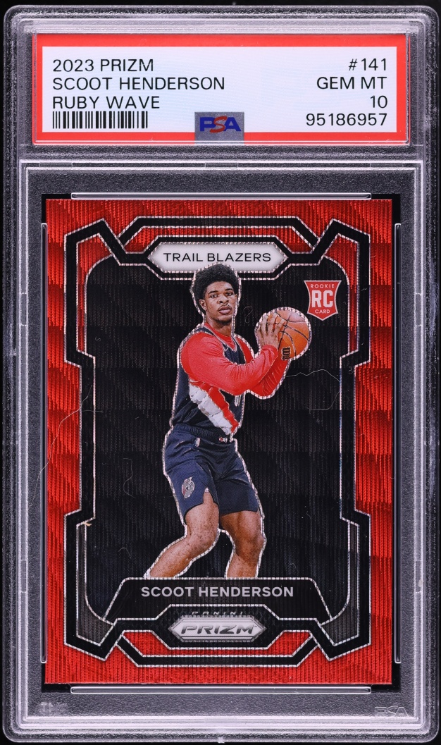 2023 Panini Prizm Ruby Wave Scoot Henderson ROOKIE #141 PSA 10 GEM MINT