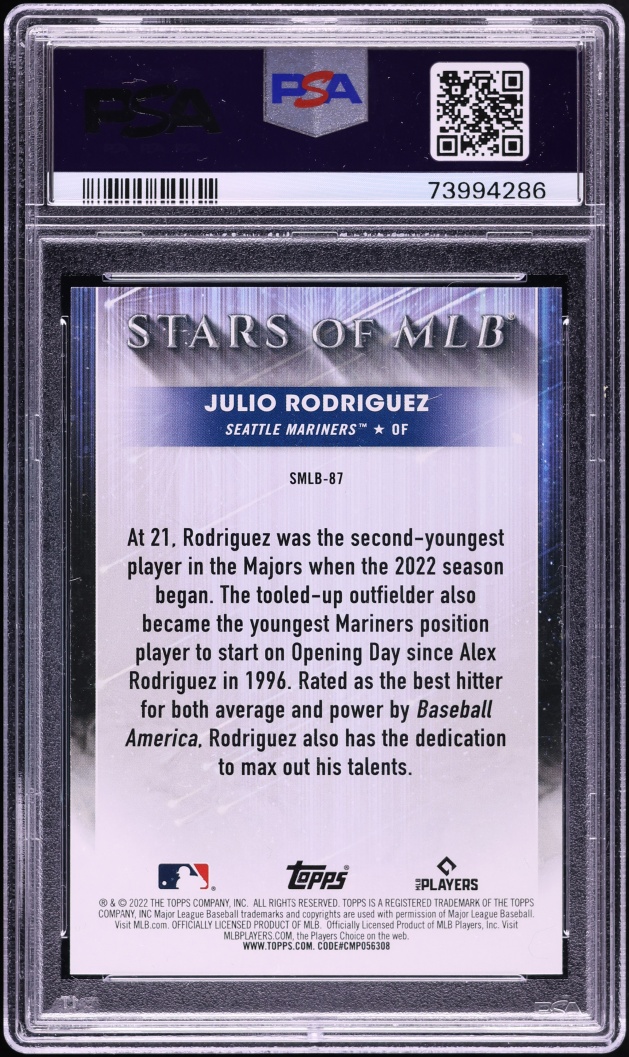 2022 Topps Stars Of MLB Update Julio Rodriguez ROOKIE #SMLB-87 PSA 10 GEM MINT