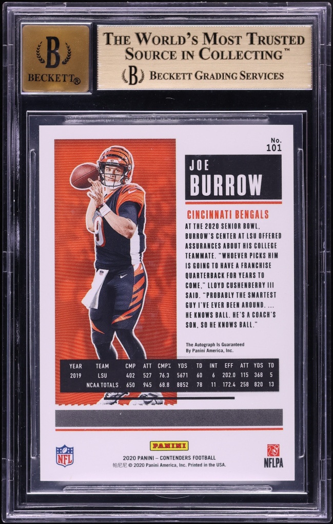 2020 Panini Contenders Championship Ticket Joe Burrow ROOKIE AUTO /49 #101A BGS 9.5 GEM MINT
