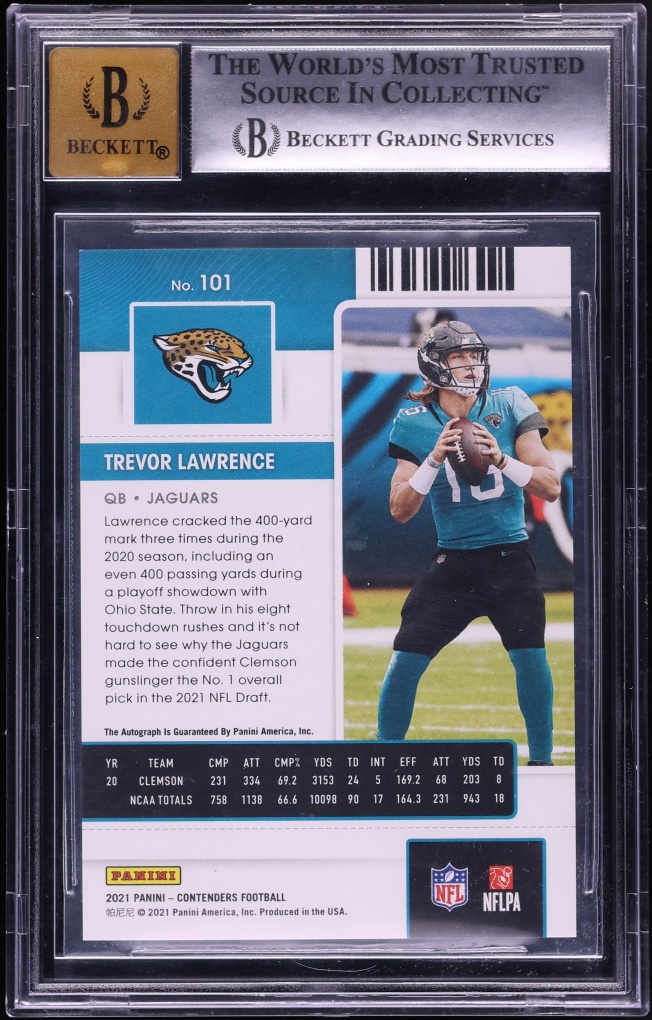 2021 Panini Contenders Championship Ticket Trevor Lawrence ROOKIE AUTO /49 #101A BGS 9 MINT