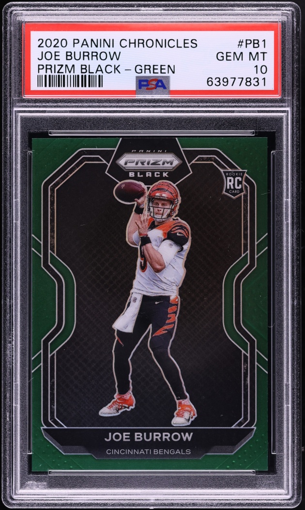 2020 Panini Chronicles Prizm Black Green Joe Burrow ROOKIE /49 #PB1 PSA 10 GEM MINT