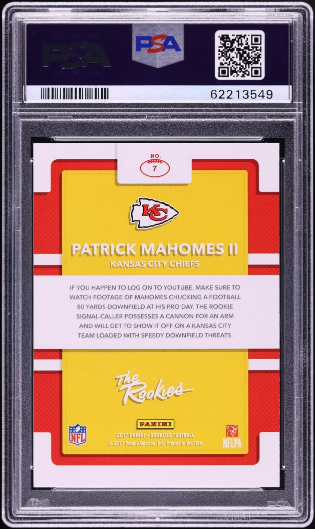 2017 Donruss The Rookies Patrick Mahomes II ROOKIE #7 PSA 10 GEM MINT