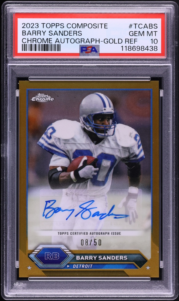 2023 Topps Composite Gold Refractor Barry Sanders AUTO /50 #TCA-BS PSA 10 GEM MINT