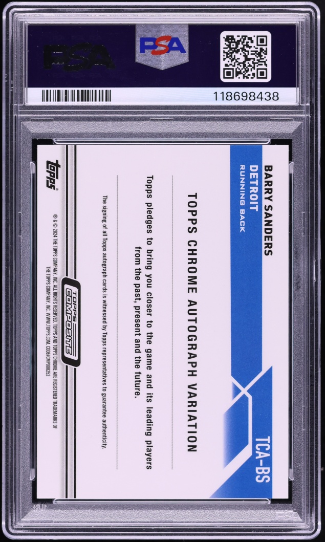 2023 Topps Composite Gold Refractor Barry Sanders AUTO /50 #TCA-BS PSA 10 GEM MINT