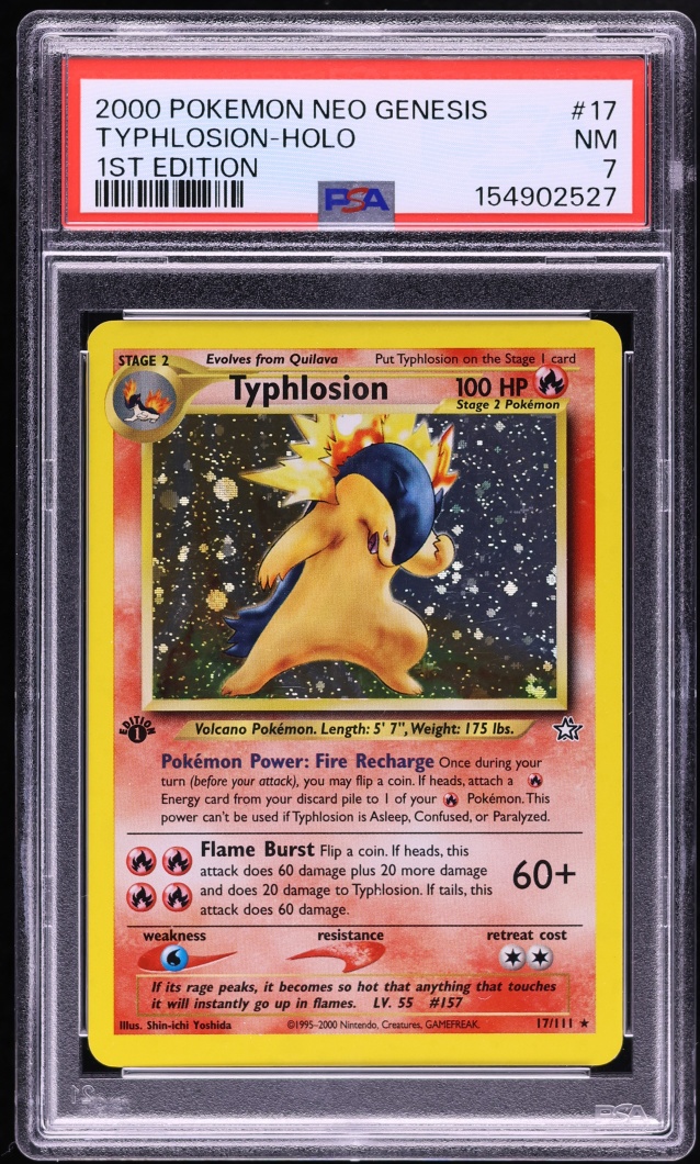 2000 Pokemon Neo Genesis 1st Edition Holo Typhlosion #17 PSA 7 NRMT