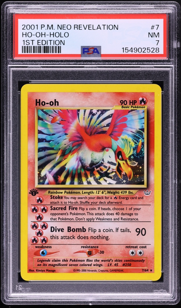 2001 Pokemon Neo Revelation 1st Edition Holo Ho-Oh #7 PSA 7 NRMT