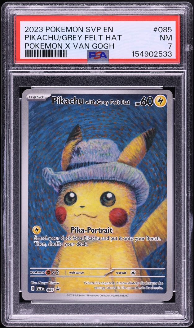 2023 Pokemon Scarlet & Violet Promo Van Gogh Full Art Pikachu With Grey Felt Hat #85 PSA 7 NRMT