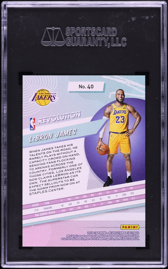 2018 Panini Revolution LeBron James #40 SGC 10 PRISTINE, GOLD LABEL
