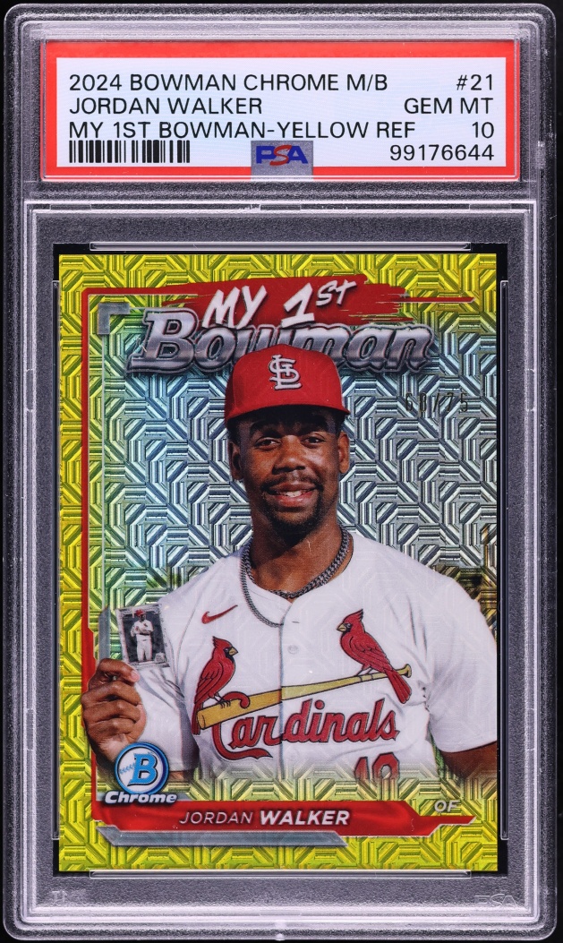 2024 Bowman Chrome Mega Box My 1st Yellow Refractor Jordan Walker #21 PSA 10 GEM MINT