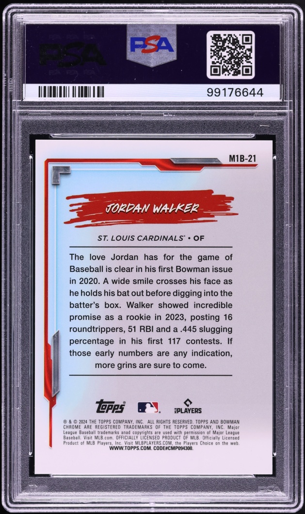 2024 Bowman Chrome Mega Box My 1st Yellow Refractor Jordan Walker #21 PSA 10 GEM MINT