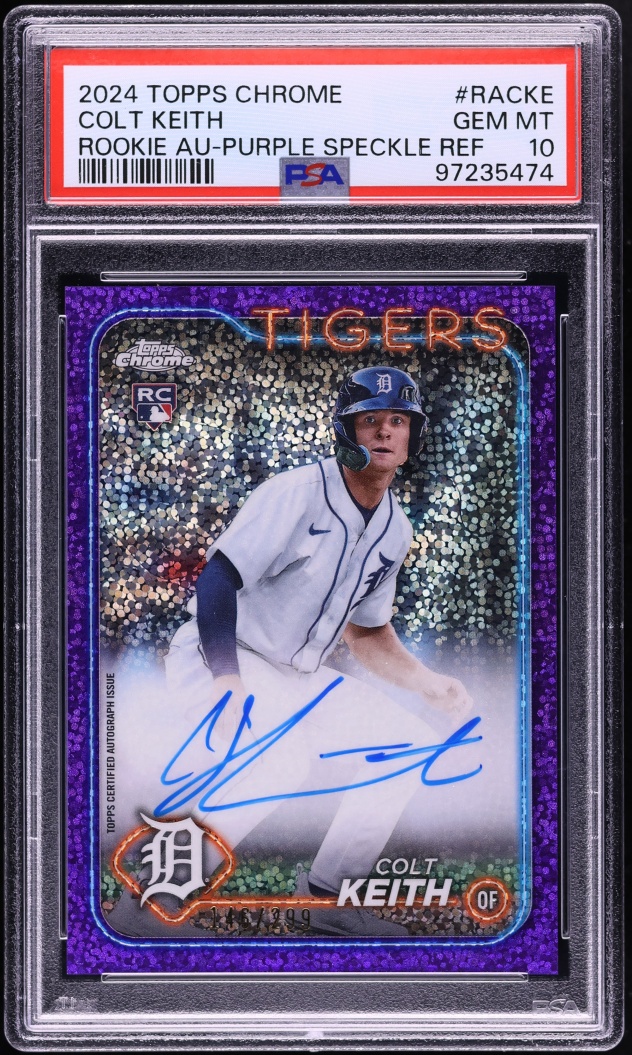 2024 Topps Chrome Purple Speckle Refractor Colt Keith ROOKIE AUTO /299 #RACKE PSA 10 GEM MINT