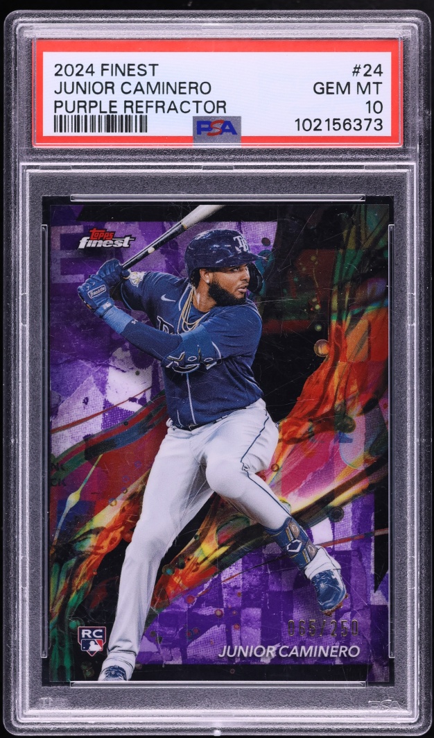 2024 Finest Purple Refractor Junior Caminero ROOKIE /250 #24 PSA 10 GEM MINT