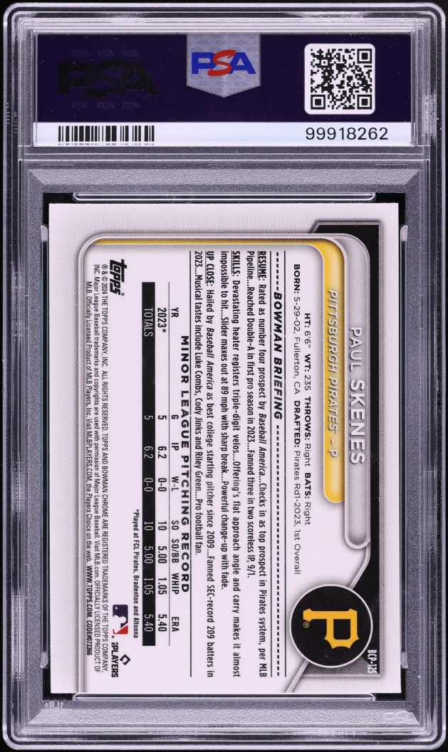 2024 Bowman Chrome Mega Box Paul Skenes PROSPECT #BCP-125 PSA 10 GEM MINT