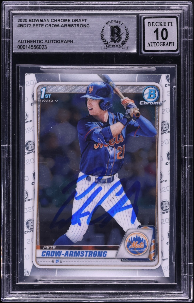 2020 Bowman Chrome Draft Pete Crow-Armstrong PROSPECT AUTO #BD-72 BGS AUTH
