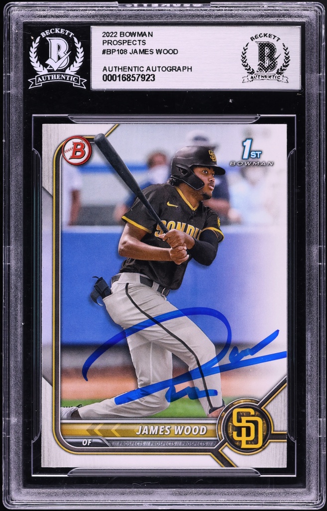 2022 Bowman James Wood PROSPECT AUTO #BP108 BGS AUTH