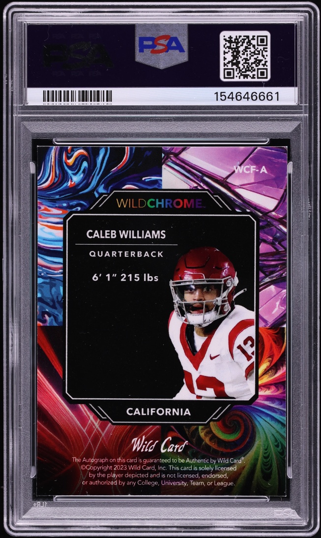 2023 Wild Card Wildchrome Pro-Look Rainbow Green Caleb Williams ROOKIE AUTO 1/1 PSA 9 MINT