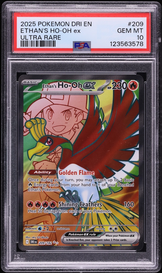 2025 Pokemon Scarlet & Violet Destined Rivals Full Art Ethan's Ho-Oh EX #209 PSA 10 GEM MINT