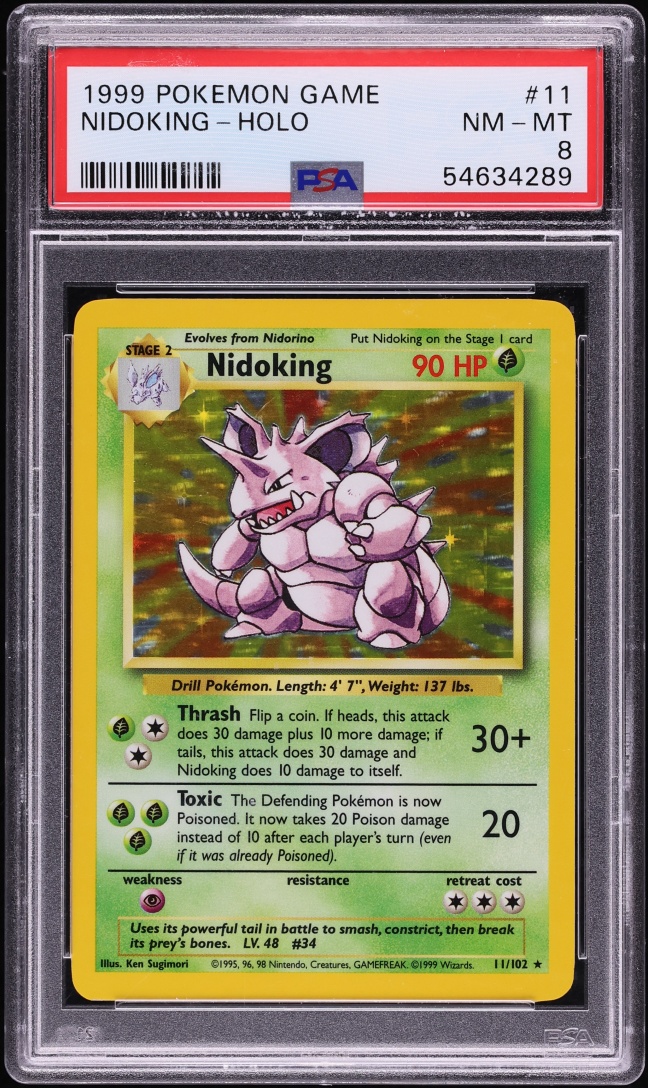 1999 Pokemon Base Set Holo Nidoking #11 PSA 8 NM-MT