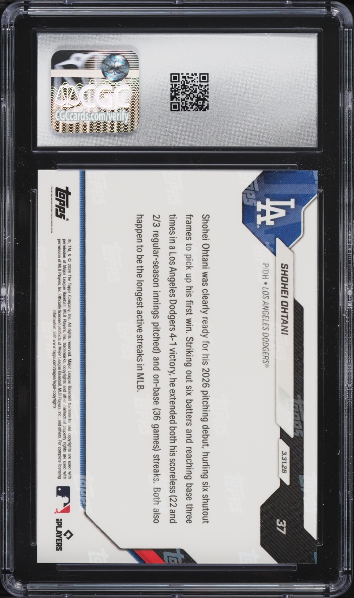 2026 Topps Now Shohei Ohtani #37 CGC 10 GEM MINT