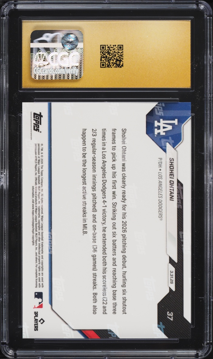2026 Topps Now Shohei Ohtani #37 CGC 10 PRISTINE