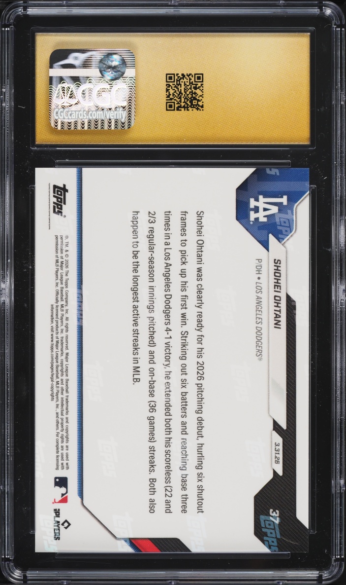 2026 Topps Now Shohei Ohtani #37 CGC 10 PRISTINE