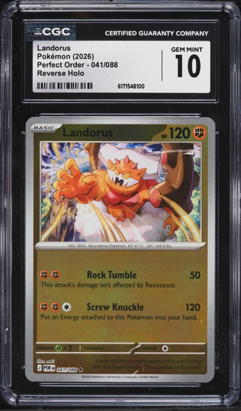 2026 Pokemon Perfect Order Reverse Holo Landorus #041 CGC 10 GEM MINT