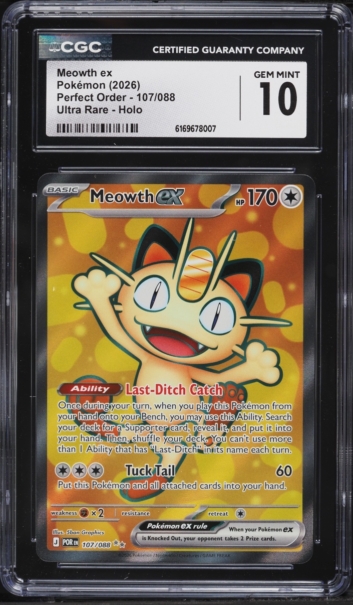 2026 Pokemon Mega Evolution Perfect Order Full Art Meowth ex #107 CGC ...