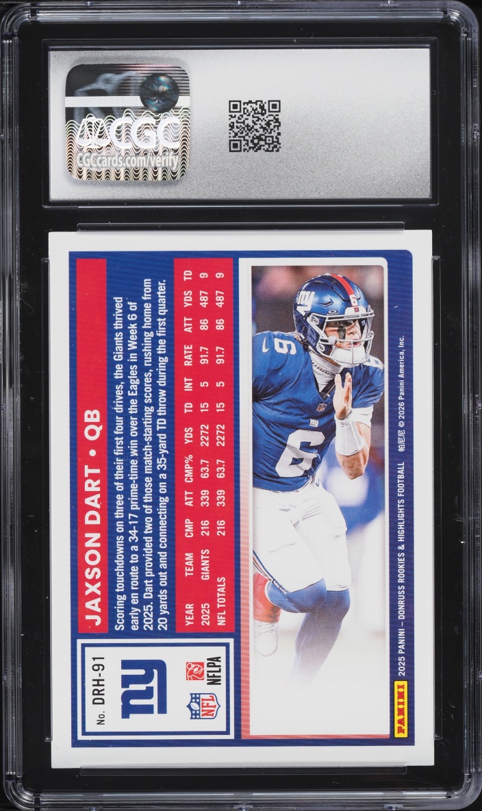 2025 Donruss Rookies & Highlights Jaxon Dart ROOKIE #DRH-91 CGC 10 GEM MINT