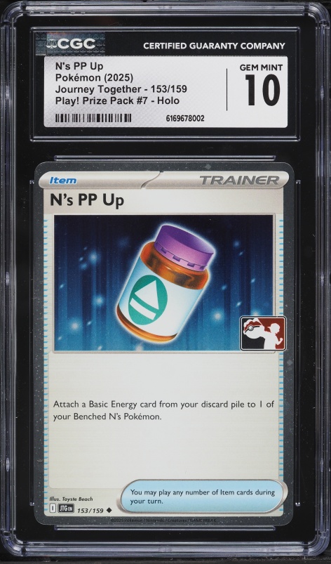 2025 Pokemon SV Journey Together Play Prize Pack 7 Holo N's PP Up #153 CGC 10 GEM MINT