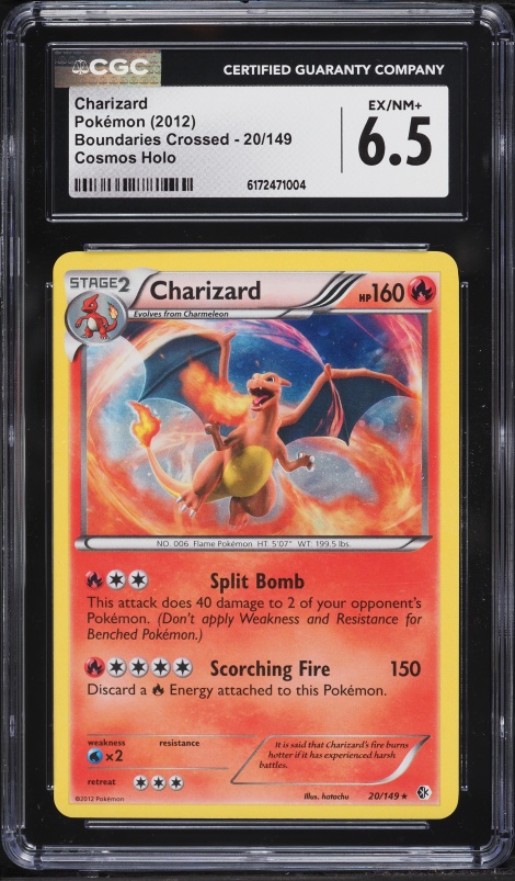 2012 Pokemon Black & White Boundaries Crossed Cosmos Holo Charizard #20 CGC 6.5 EXMT+