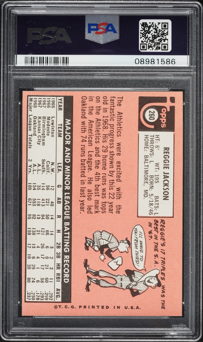 1969 Topps Reggie Jackson ROOKIE #260 PSA 8.5 NM-MT+