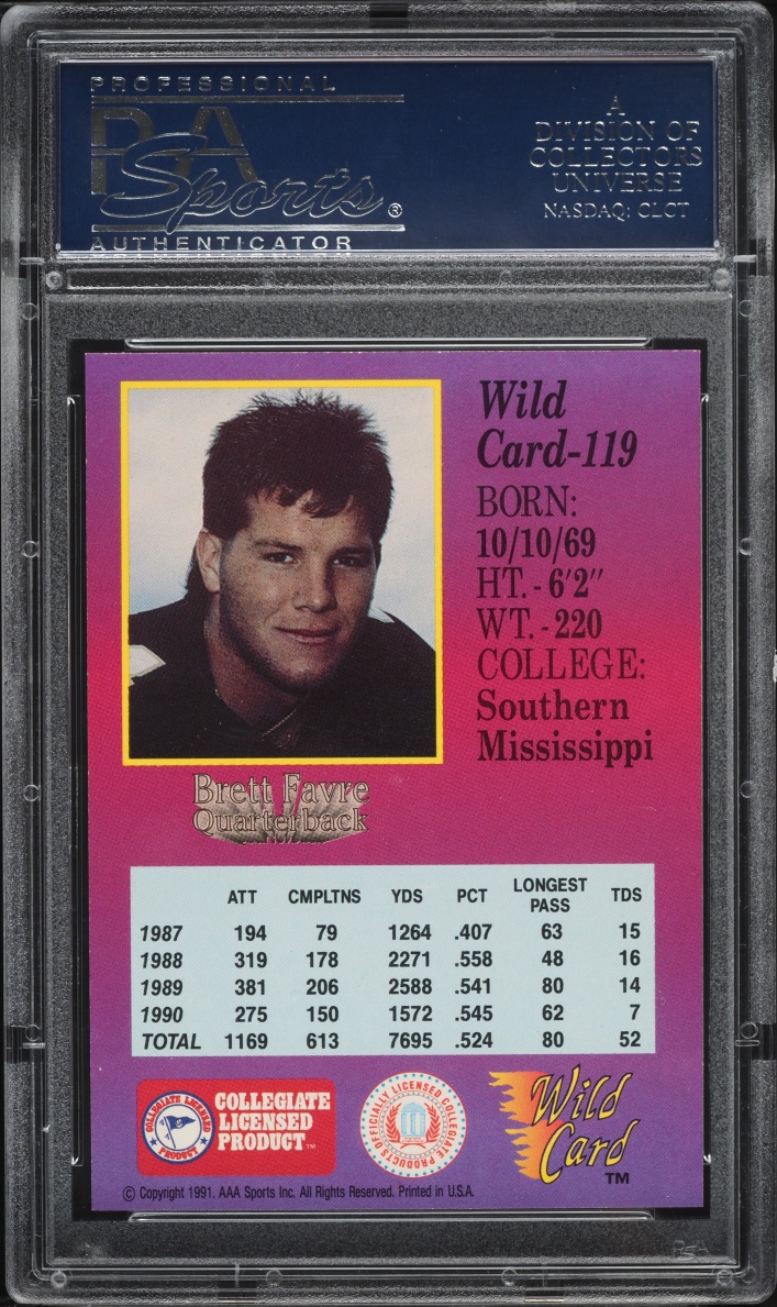 1991 Wild Card College Draft Picks Brett Favre ROOKIE #119 PSA 10 GEM MINT