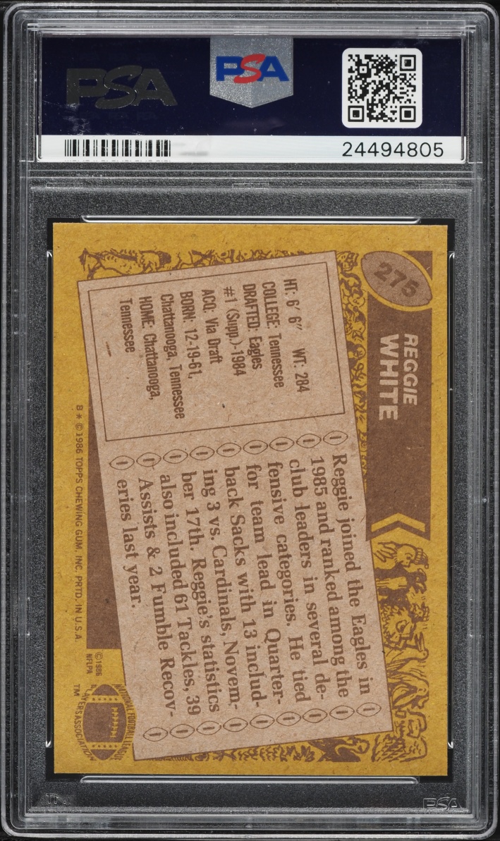 1986 Topps Football Reggie White ROOKIE #275 PSA 9 MINT