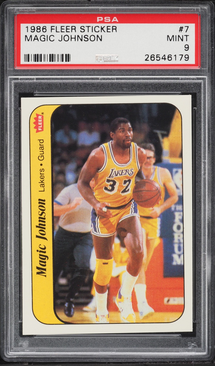 1986 Fleer Sticker Magic Johnson #7 PSA 9 MINT