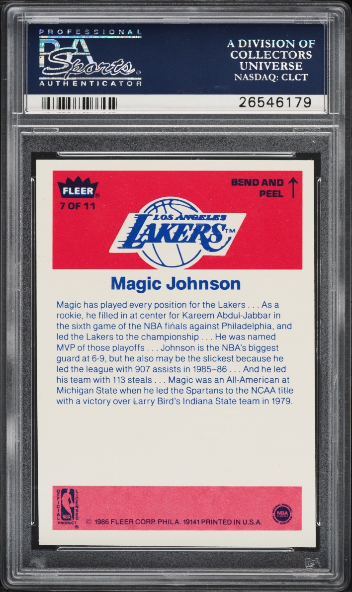 1986 Fleer Sticker Magic Johnson #7 PSA 9 MINT