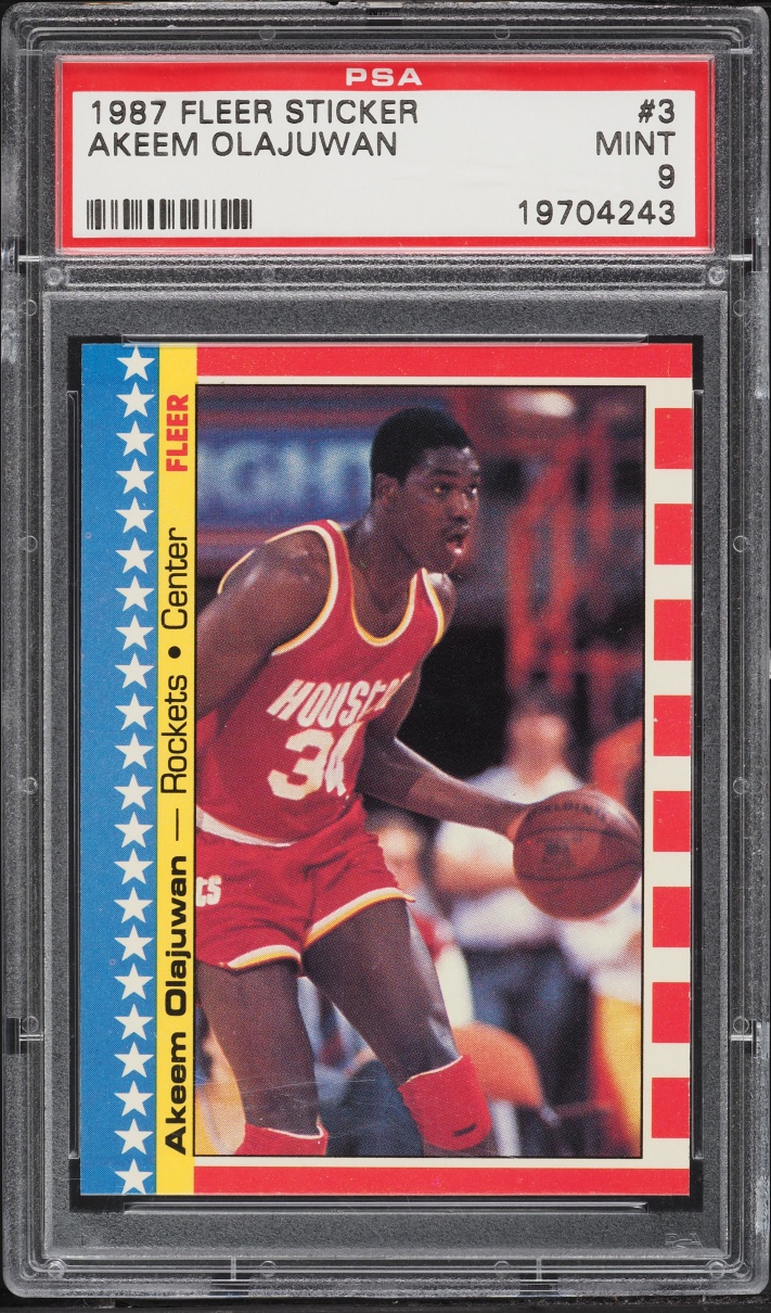 1987 Fleer Sticker Hakeem Olajuwon #3 PSA 9 MINT