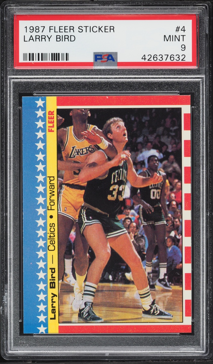 1987 Fleer Sticker Larry Bird #4 PSA 9 MINT