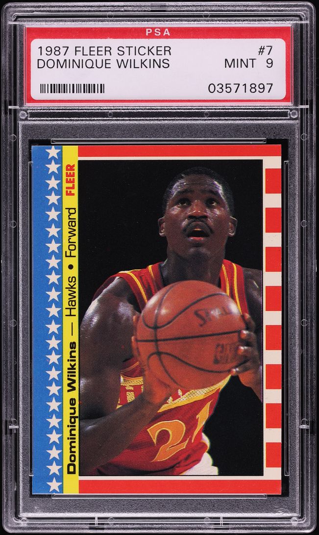1987 Fleer Sticker Dominique Wilkins #7 PSA 9 MINT